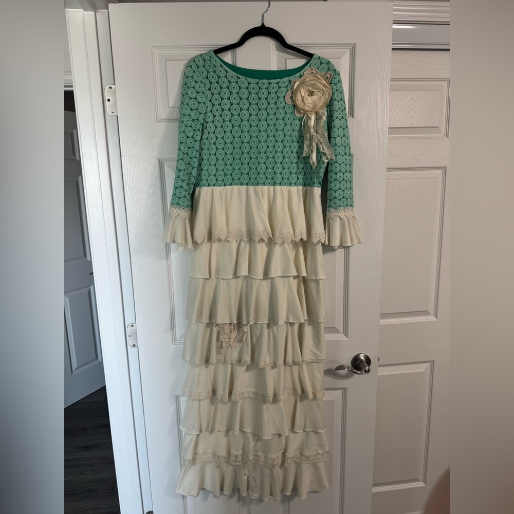 Elegant Mint and Cream Handmade Dress